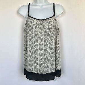 Charming Charlie Medium Cream/Black Spaghetti Strap Sheer Blouse